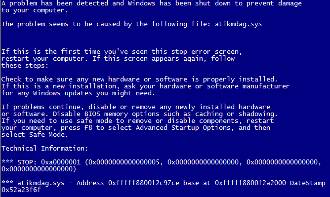 Atikmdag error en Windows 7