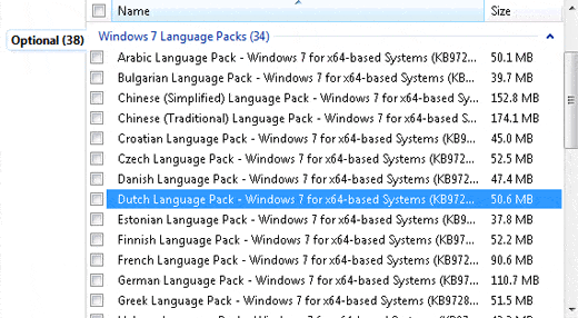 Ventana donde aparecen varios idiomas para poder cambiar en Windows 7